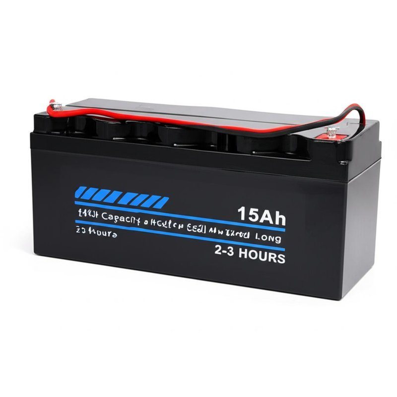 Accu met hoge capaciteit van 15 Ah, elektrisch aangedreven, voor een lange ontladingstijd van 2-3 uur